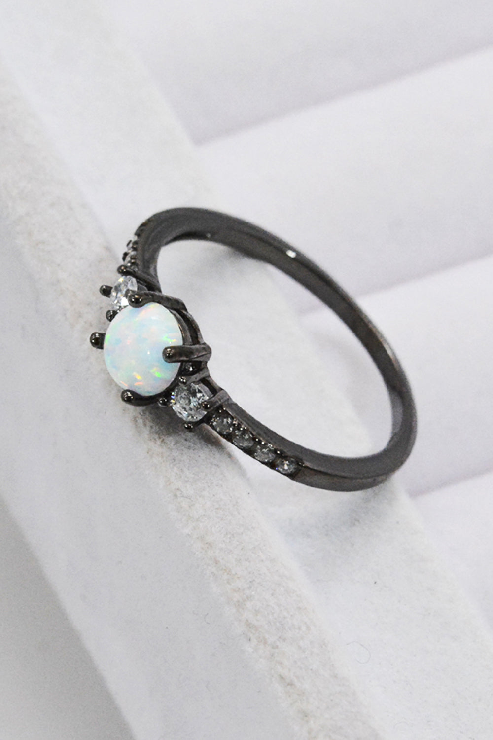 Black Round Opal Ring