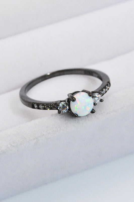 Black Round Opal Ring
