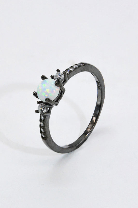 Black Round Opal Ring