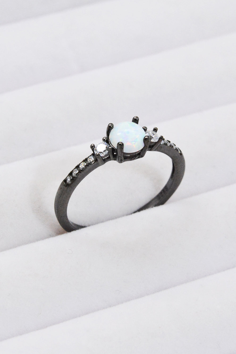 Black Round Opal Ring
