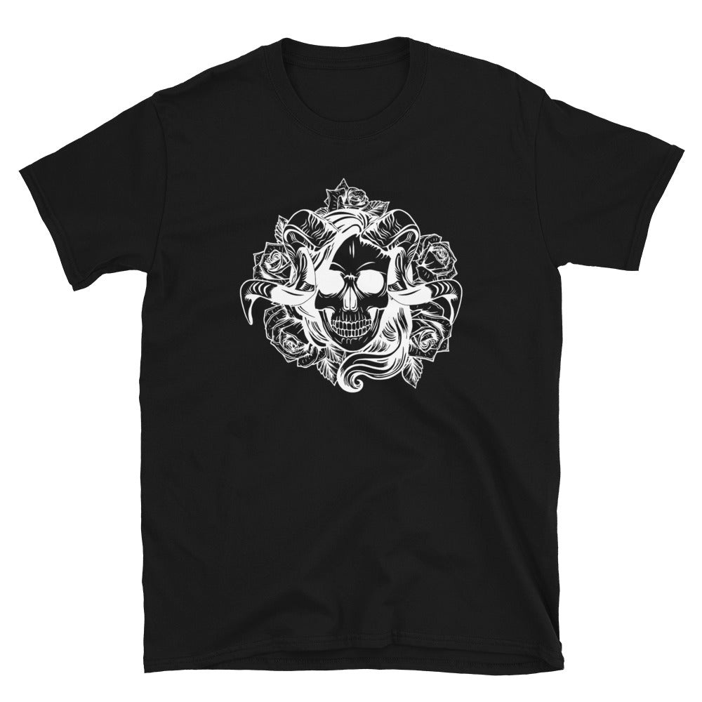 Horned Skull & Roses Tee